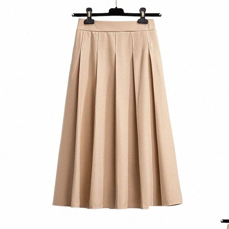 155kg Plus Size Women`s Summer Loose A-Line Pleated Skirt 5XL 6XL 7XL 8XL 9XL 10XL High Waist Temperament Skirt Bblack Apricot Z1wO#