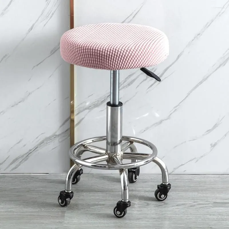 Chair Covers Washable Round Seat Slipcover Solid Thickened Cover Bar Stool Elastic Stretchable Polyester Cushion