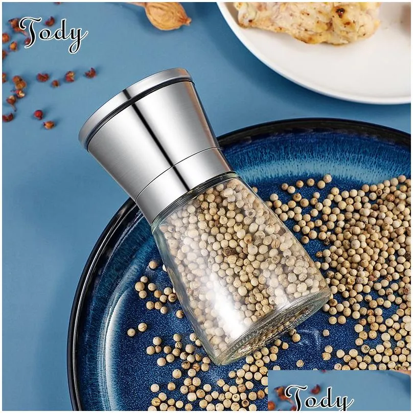 manual pepper mills salt one-handed pepper grinder stainless steel sauce grinder kitchen tool