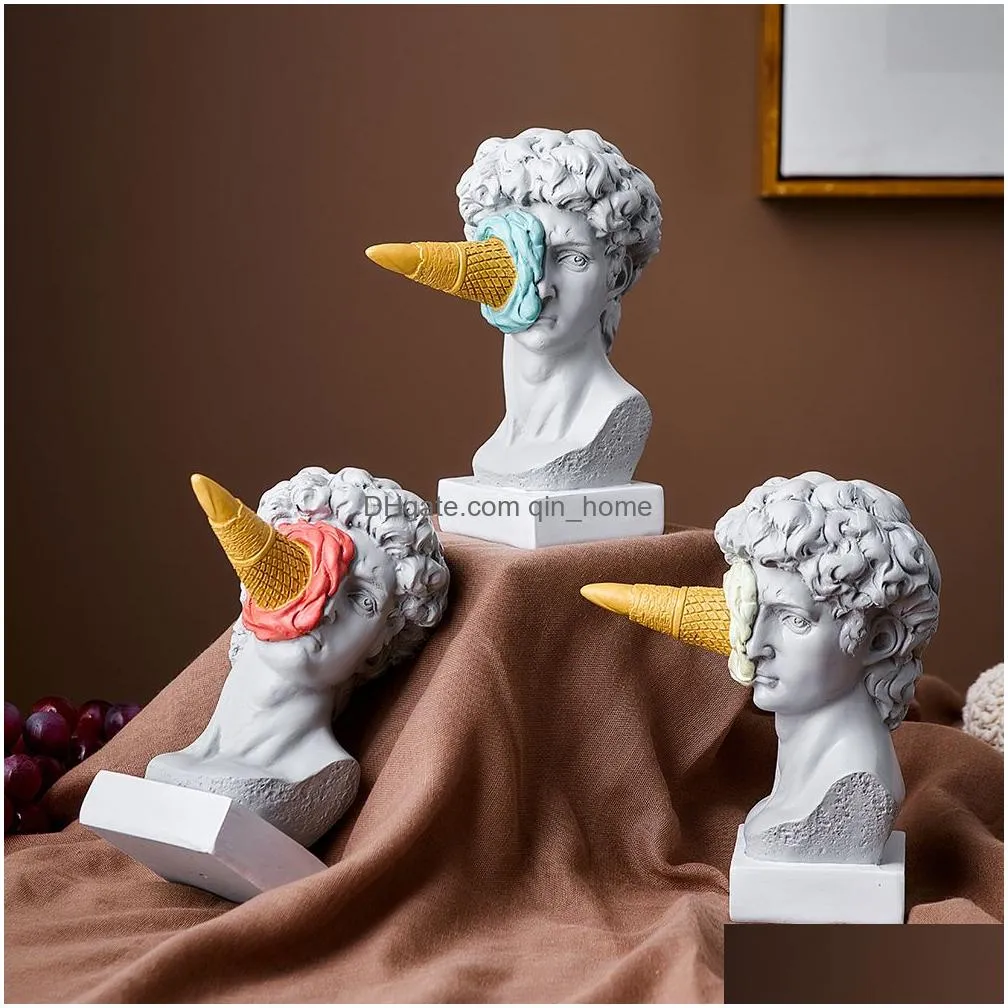 decorative objects figurines nordic resin statue david bust sculpture sketch character portrait home decoration living room decoration