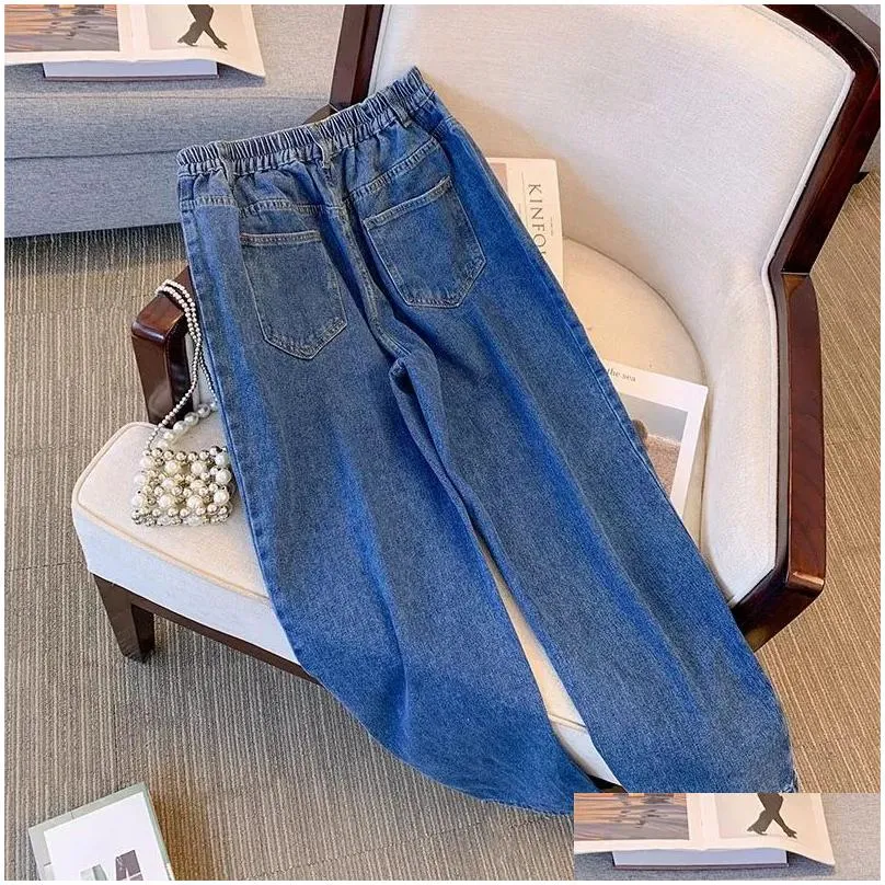 new 2023 Autumn Winter Plus Size Jeans For Women Large Loose Cott Blue Lg Jeans Pants 3XL 4XL 5XL 6XL 7XL q2C4#