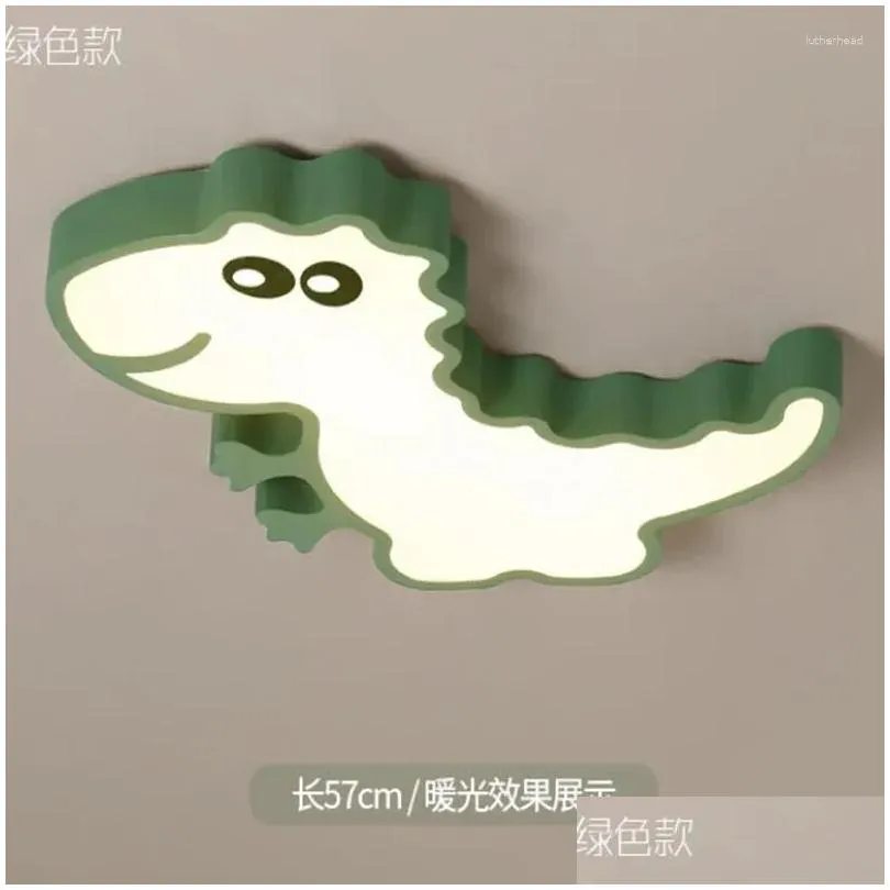 Ceiling Lights For Kids Bedroom Cartoon Dinosaur Boys Girls Lamp Green White Modern LED Children