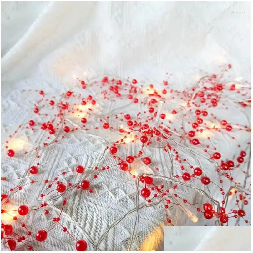 Strings Copper Wire Led Pearl Beads String Lights Christmas Wedding Party Decor Chain Lamp Supplies 1/2m Xmas Gifts