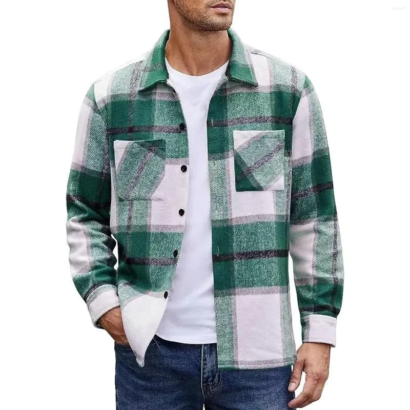 Men`s Jackets Autumn Warm Plaid Coat Thickened Shirt Lapel Single Breasted Girls Olive Jacket Mens Cold Weather Hiking Down