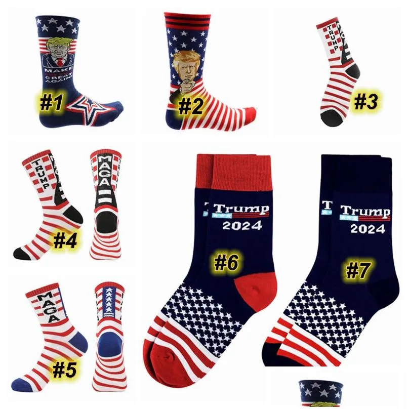trump 2024 socks party favor gift president maga trump letter stockings striped stars us flag sport socks