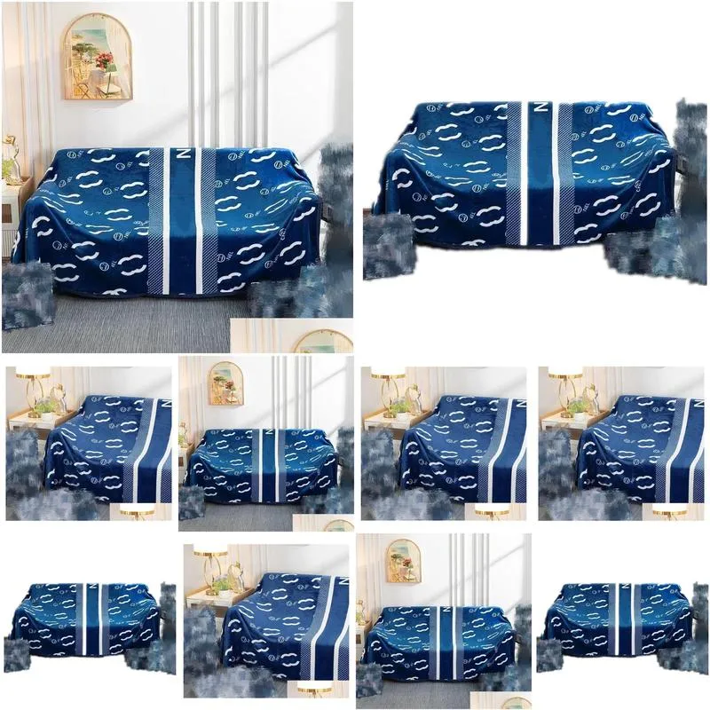 Luxury designer blue blanket white letter logo warm blanket comfortable blanket room decoration blanket 150X200cm with Gift Box