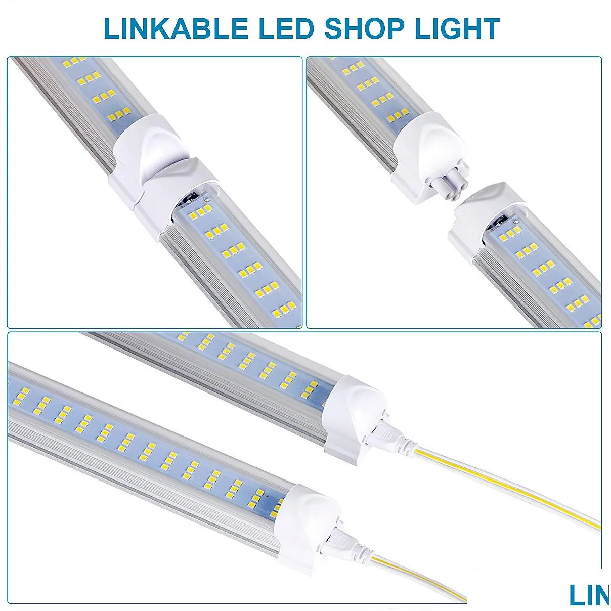 Led Tubes 4-25Pcs T8 Shop Light Fixture 4Ft 60W Clear Lens Er Flat Three Rows Integrated Bb Lamp Cooler Door Plug And Play Drop Delive Dhwp5
