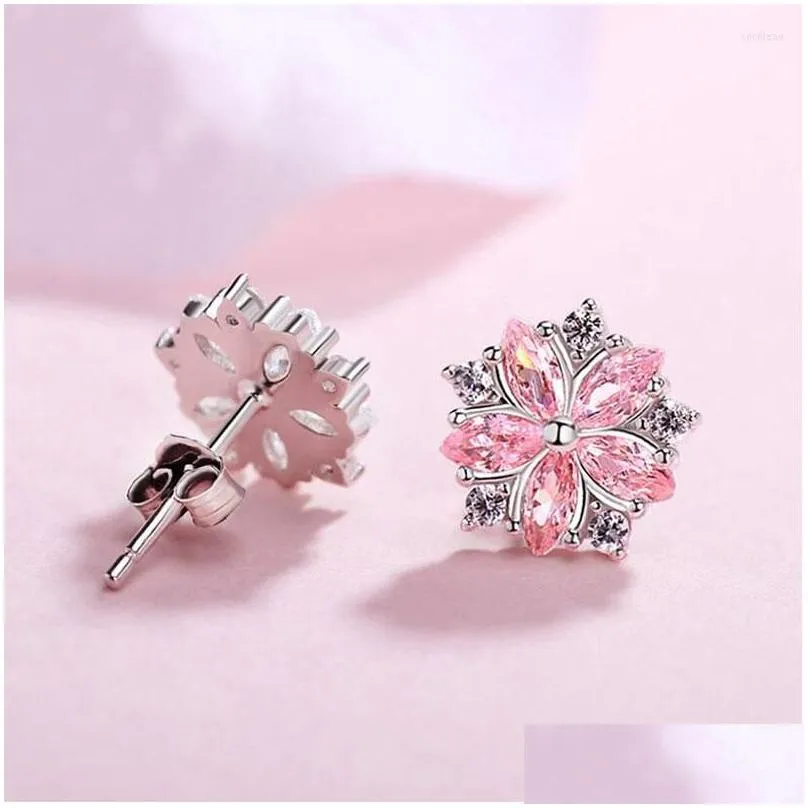 Stud Earrings 925 Sterling Silver Fashion Trendy Zircon Horse Eye Flower For Women Girl Jewelry Gifts Brincos S-E242