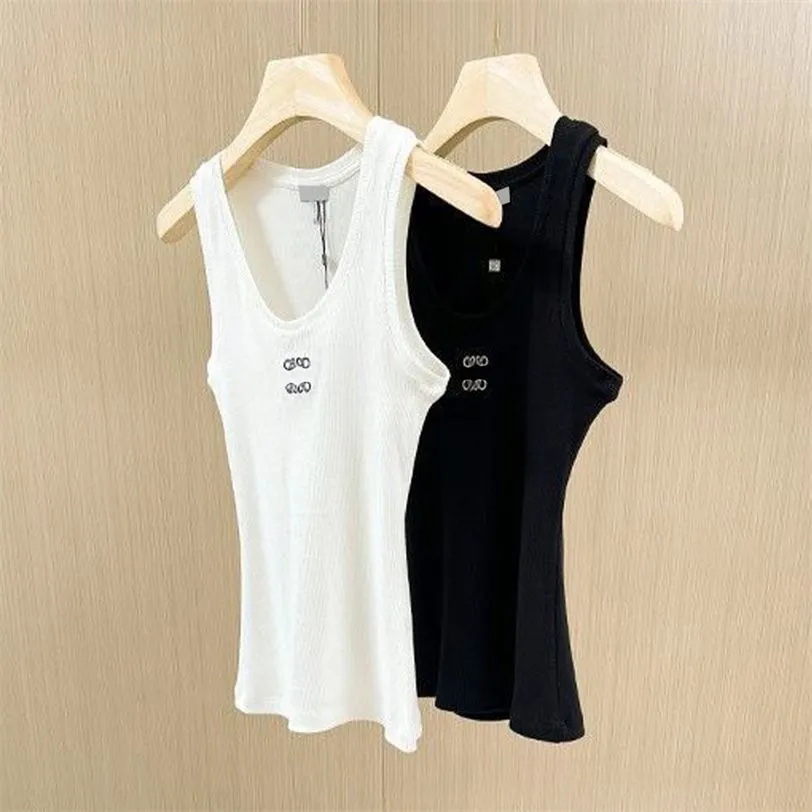 Women`s Tanks Camis Women loewee top Designer Tank Clothes Knits Designer Embroidery Knitted Vest Sleeveless Breathable Womens Sport Tops