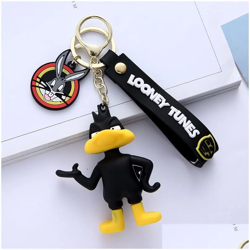 fashion PVC kawaii kids anime keyring chain 3d animal key chain cartoon Creative Bugs Bunny keychain