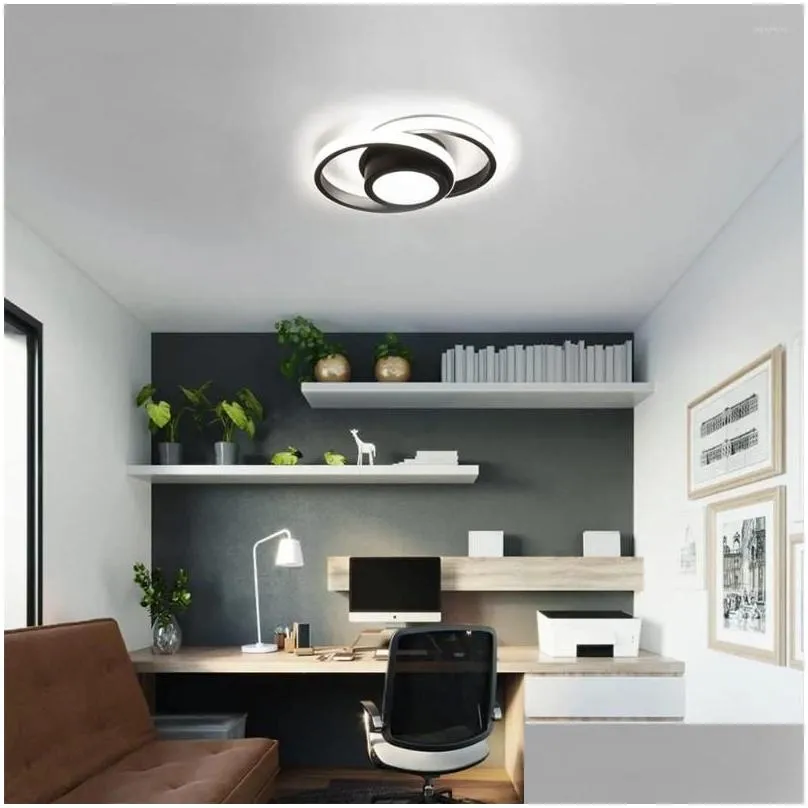 Ceiling Lights Led Lamp Modern Style 86-265V Tri-Color Light Iron Craft Bedroom Living Room Tricolor Illumination Drop Delivery Dhunc