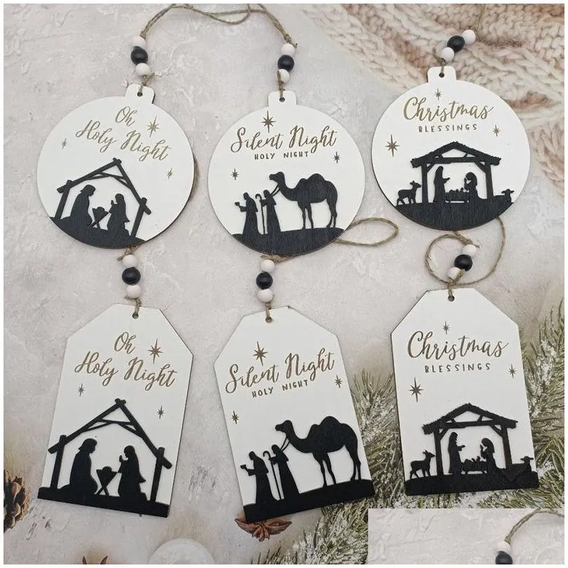 Christmas Decorations Creative 2022 Wooden Decoration Pendant Craft Home Party Decor Drop Delivery Garden Festive Supplies Dhgfv