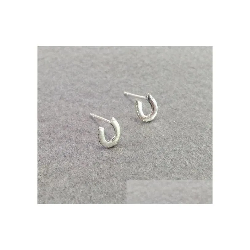 Stud 10Pair S045 Gold Sier Lucky Horseshoe Stud Earrings Horse Shoe Hoof Cute Letter Alphabet Initial U Drop Delivery Jewelry Dhtsb