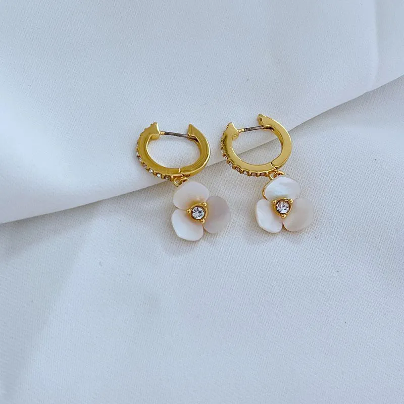 KS Brand Sweet Rose Flower Shell Stud Earrings Luxury Pearl Elegant OL Princess Cute Designer Love Ear Rings Earring Earing Necklace