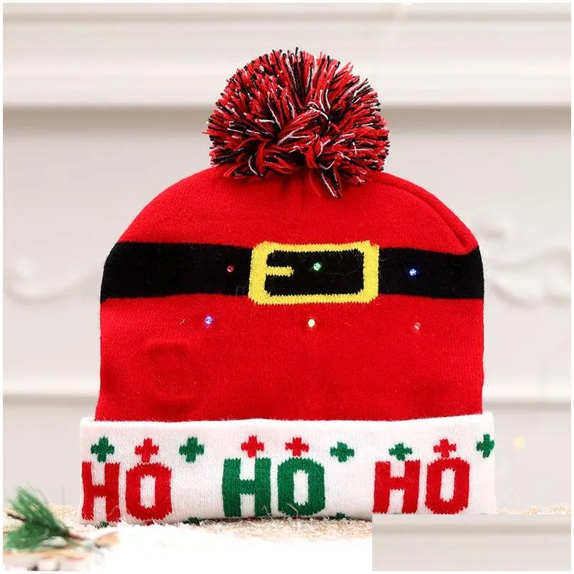 17 style led christmas hats winter warm cartoon cap adult children kids xmas glow knitted beanies