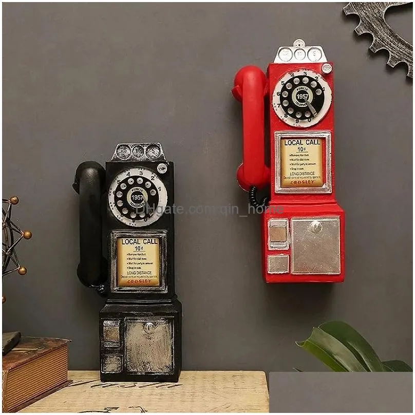 decorative objects figurines creativity vintage telephone model wall hanging ornaments retro furniture crafts gift for bar home decoration