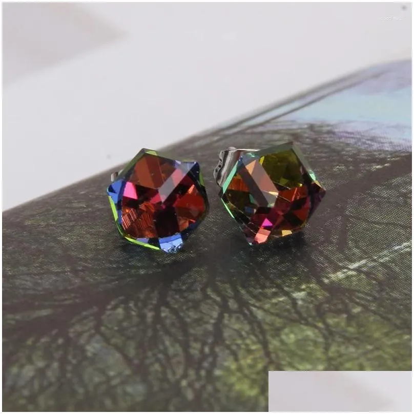 Stud Earrings Luxury Classic Crystal Stone Square Magnetic Non Piercing Earring For Women Party Jewelry Gifts