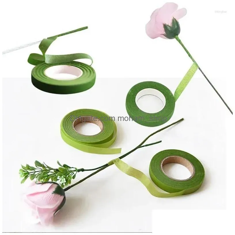 decorative flowers wreaths 30yard/roll self-adhesive bouquet floral stem tape artificial flower stamen wrap florist green tapes diy dr