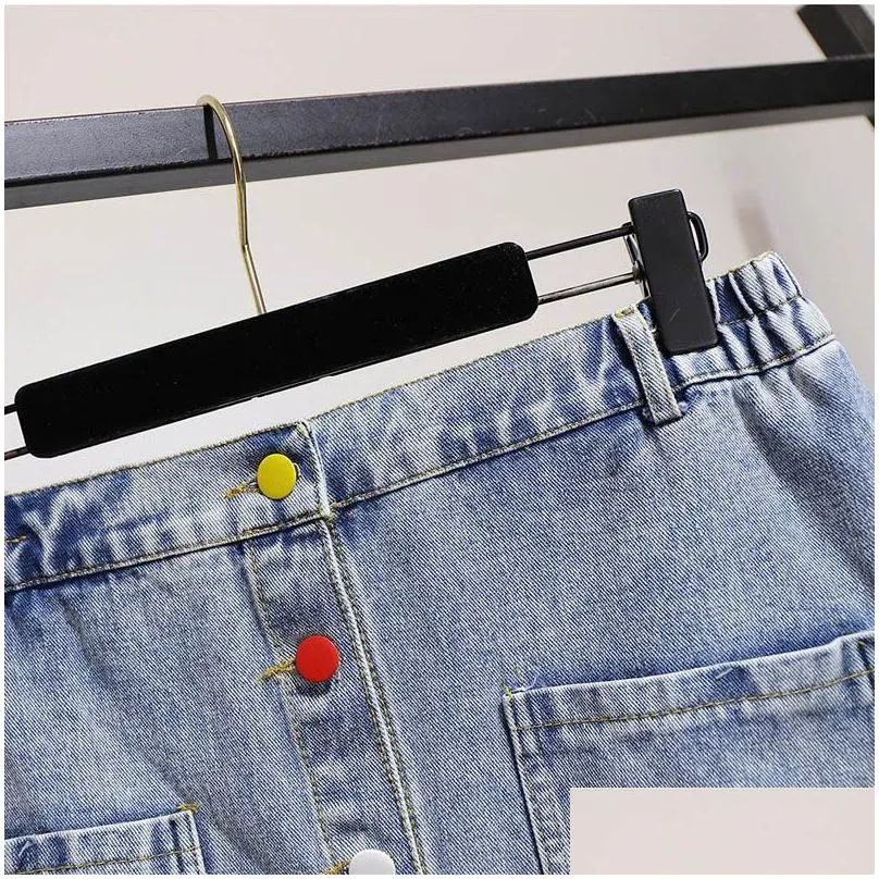 150kg Plus Size Women`s Spring Summer Pockets Butt A-Line Denim Skirt Black Blue Hip 154cm 5XL 6XL 7XL 8XL 9XL v61A#