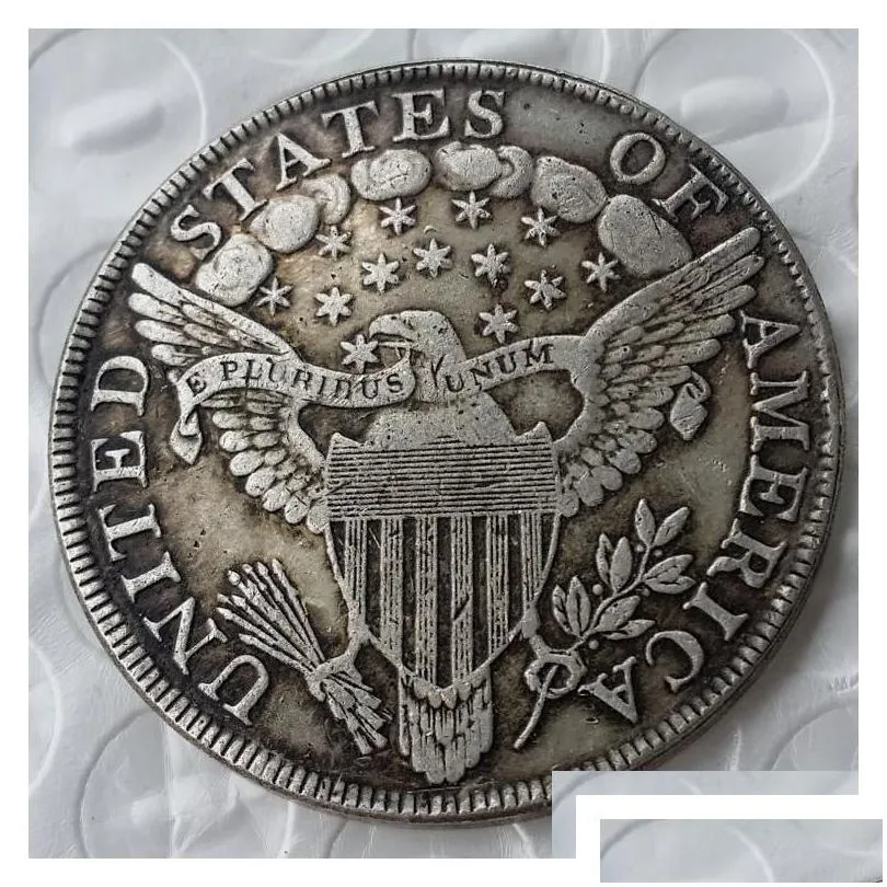 Arts And Crafts United States Coins 1800 Draped Bust Brass Sier Plated Dollar Letter Edge Copy Coin Drop Delivery Home Garden Dhgap