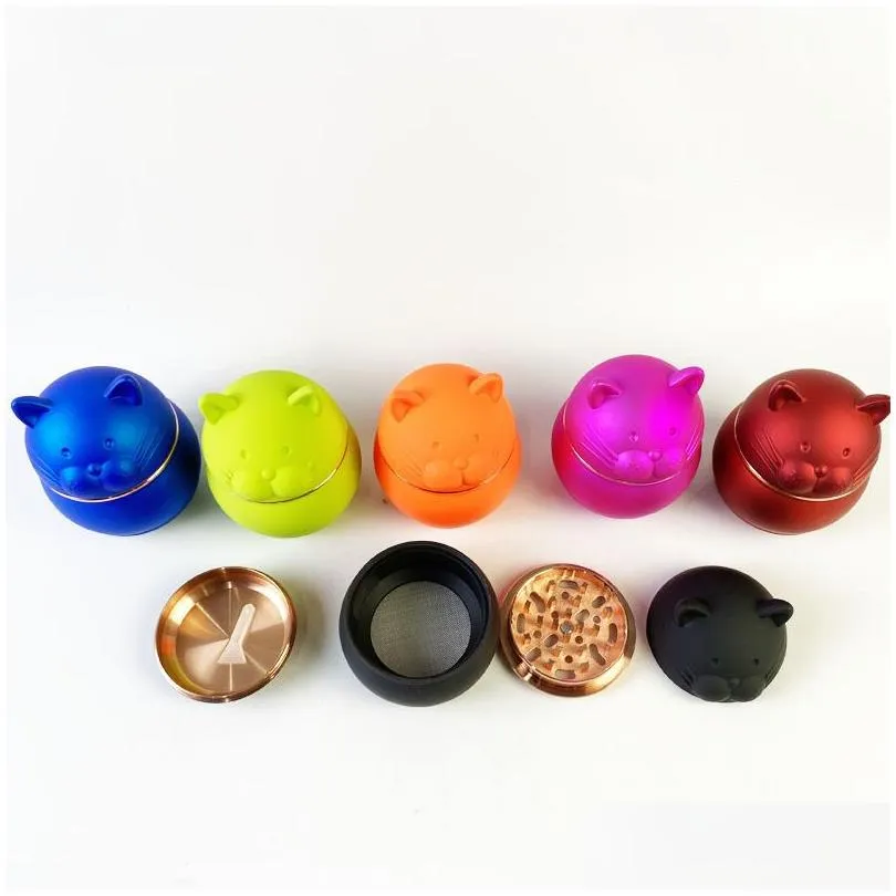 cat tobacco grinders zinc alloy metal herb grinders smoking accessories