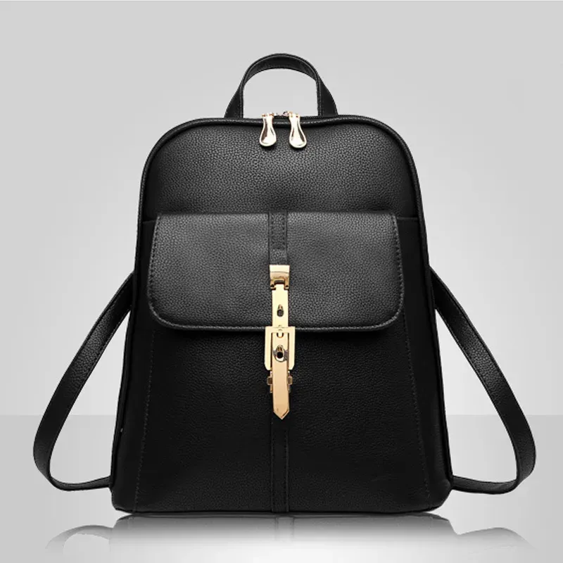 HBP high quality Soft leather Women Backpacks Large Capacity School Bags For Girl ShoulderBag Lady Bag Travel Backpack DarkBlue