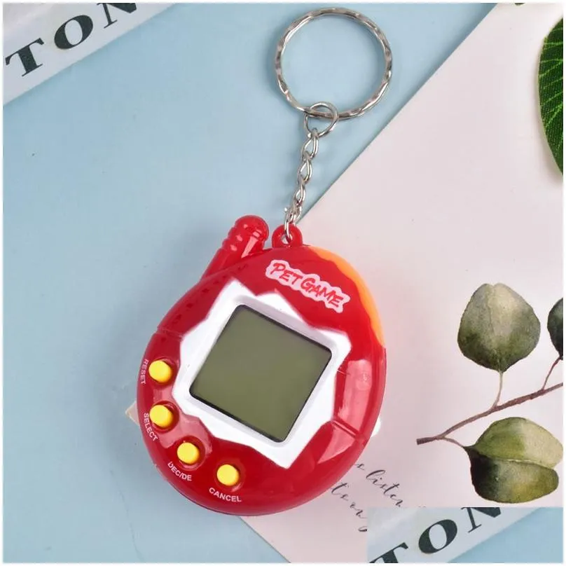 electronic pet toys pet game key chain pendant toys party favor mini cute cartoon pet game machine toys keychains kids christmas birthday