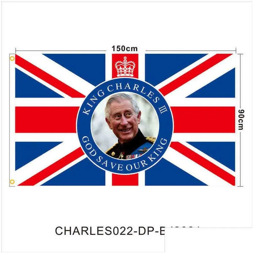 Banner Flags British King Charles Iii Flag Elizabeth Ii Commemorating Background Cloth Poster 2022 Union Jack Y2209 Drop Delivery Ho Dhuyr