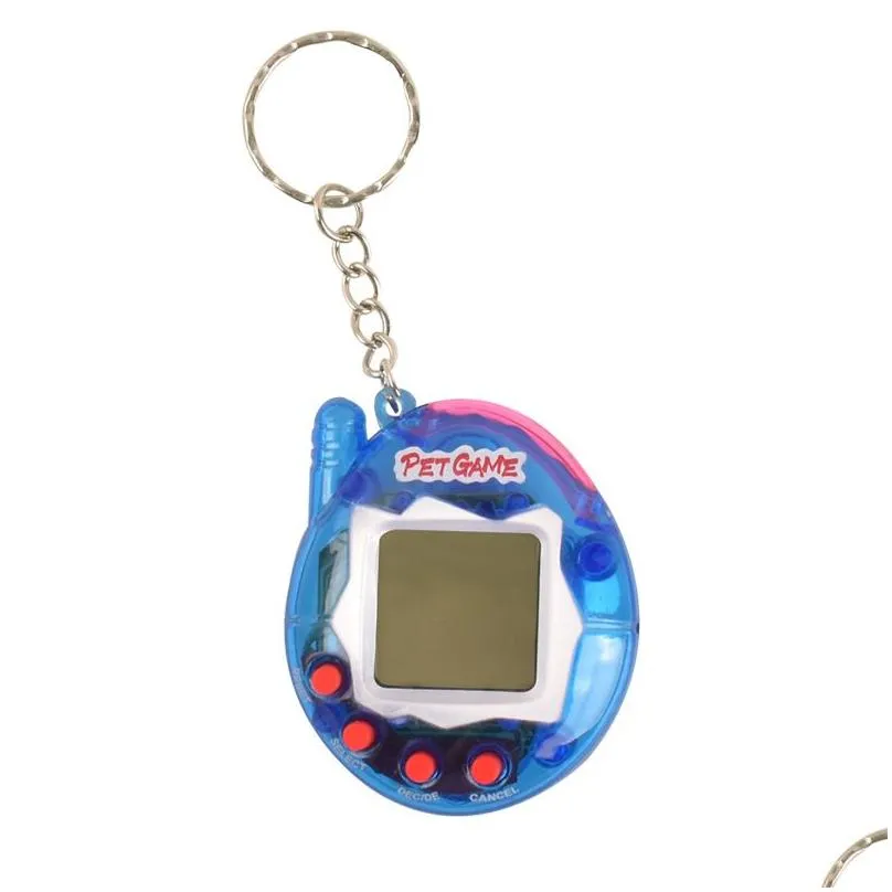 electronic pet toys pet game key chain pendant toys party favor mini cute cartoon pet game machine toys keychains kids christmas birthday