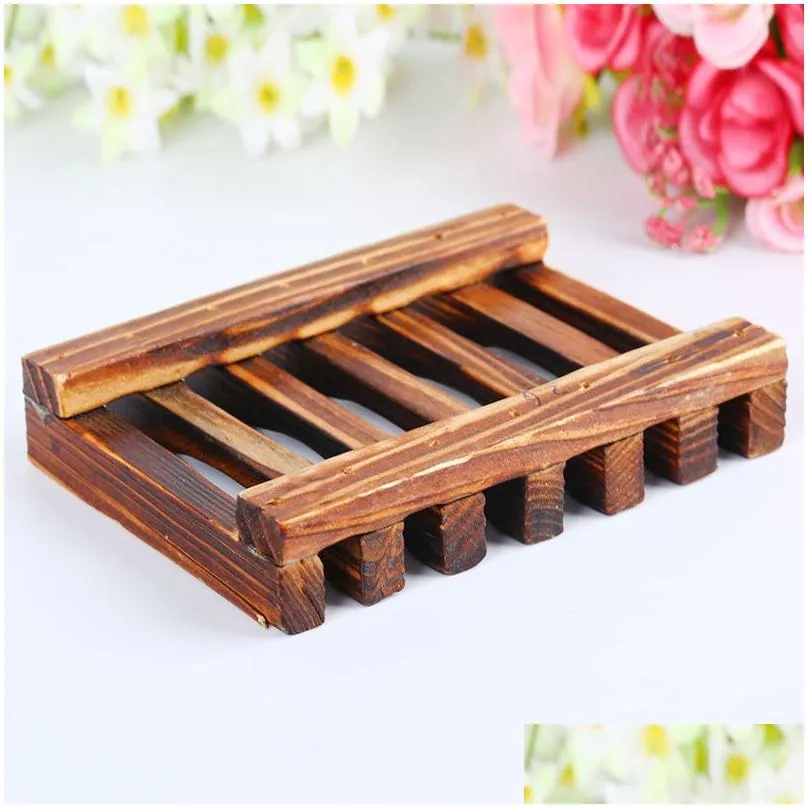 natural wooden bamboo soap dish tray holder storage soap rack plate box container for bath shower plate