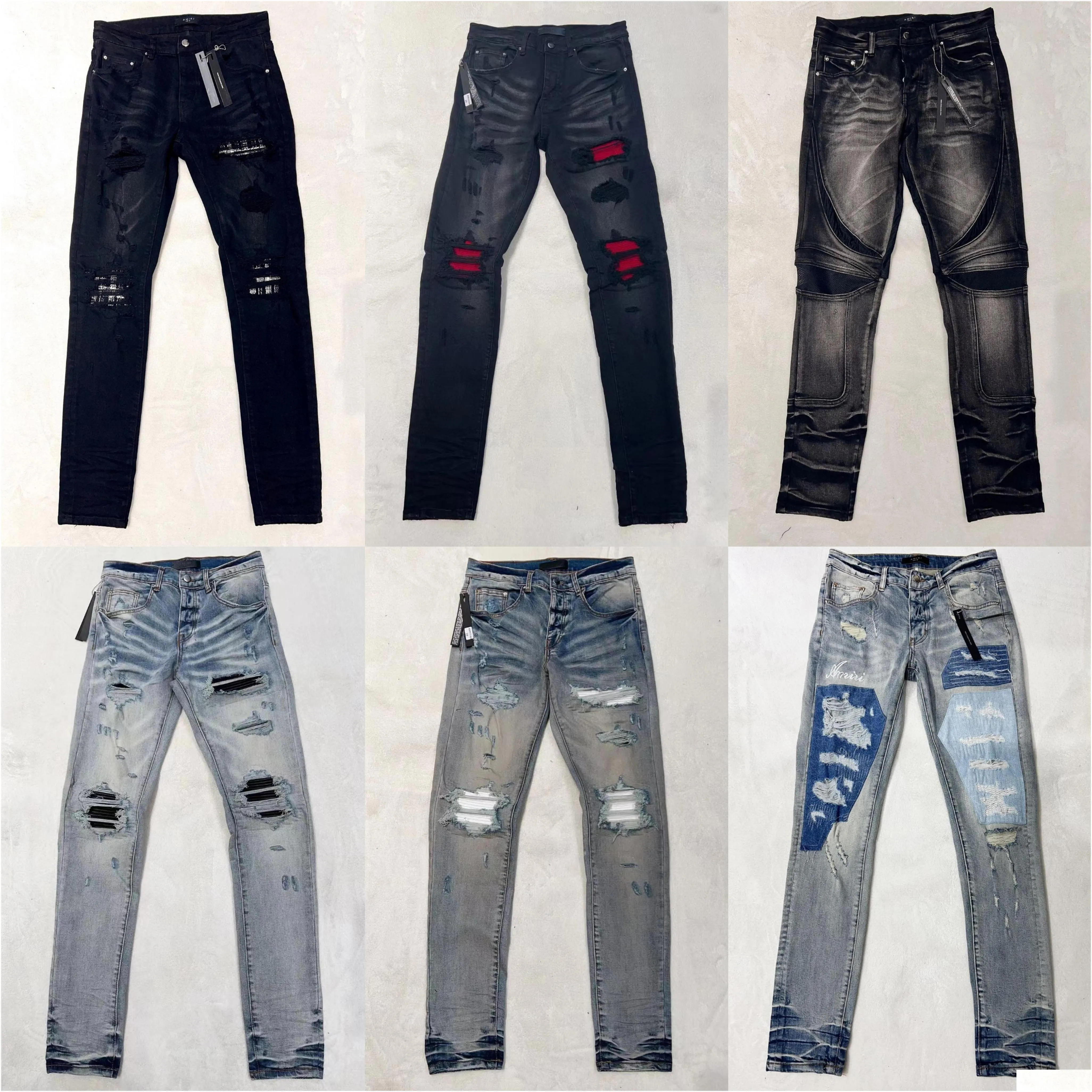 Jeans Mens Jeans designer Jeans Mens Pant mens Slim Fit Elastic Embroidery Fashion jean style Cat Whisker Whitening Men`s Broken Hole Jeans Same Style High