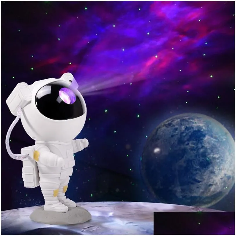 Projector Lamps Newest Astronaut Starry Sky Lamp Galaxy Star Laser Projection Usb Charging Atmosphere Kids Bedroom Decor Boy Christmas Dhgu1