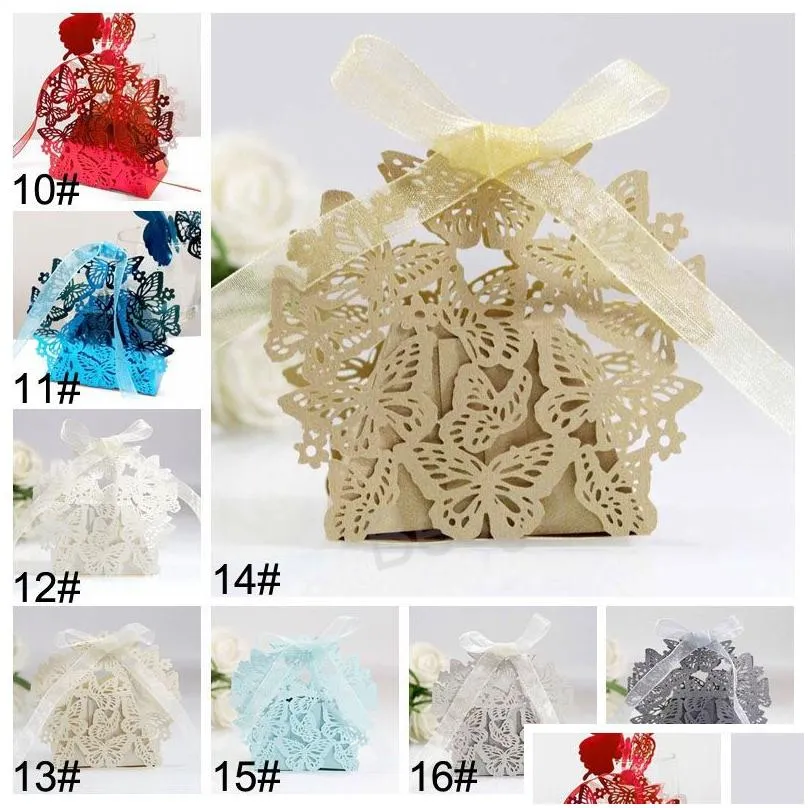 Packaging Boxes Hollow Out Butterfly Candy Box Paper Butterflies Chocolate With Ribbon Kids Candies Wedding Party Baby Shower Favor Dh7K3