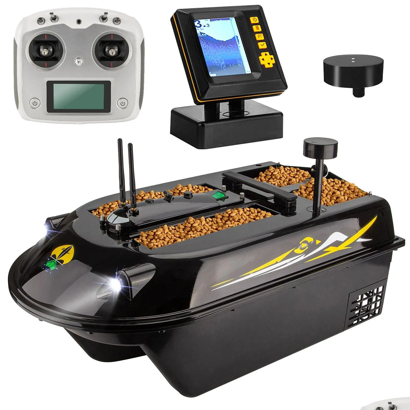 Tools GPS RC Fish Bait Boat 8kg Load with 600M Remote Control Sea Fishing Bait Boat with Fish Finder Fishing Accessories