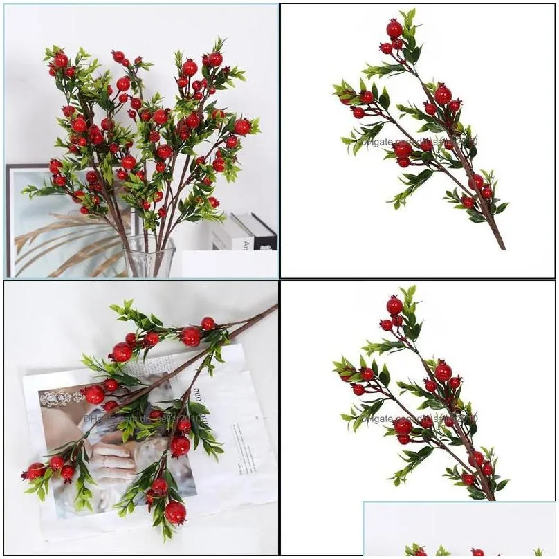 Party Decoration Red Small Pomegranate Fruit Berries Fake Plants For Home Table Fleur Artificielle Christmas Decor Drop Delivery 2021