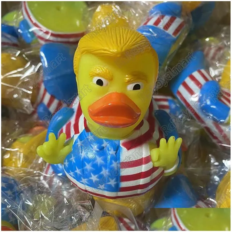 Creative PVC Flag Trump Duck Party Favor Bath Floating Water Toy Party Supplies Funny Toys Gift