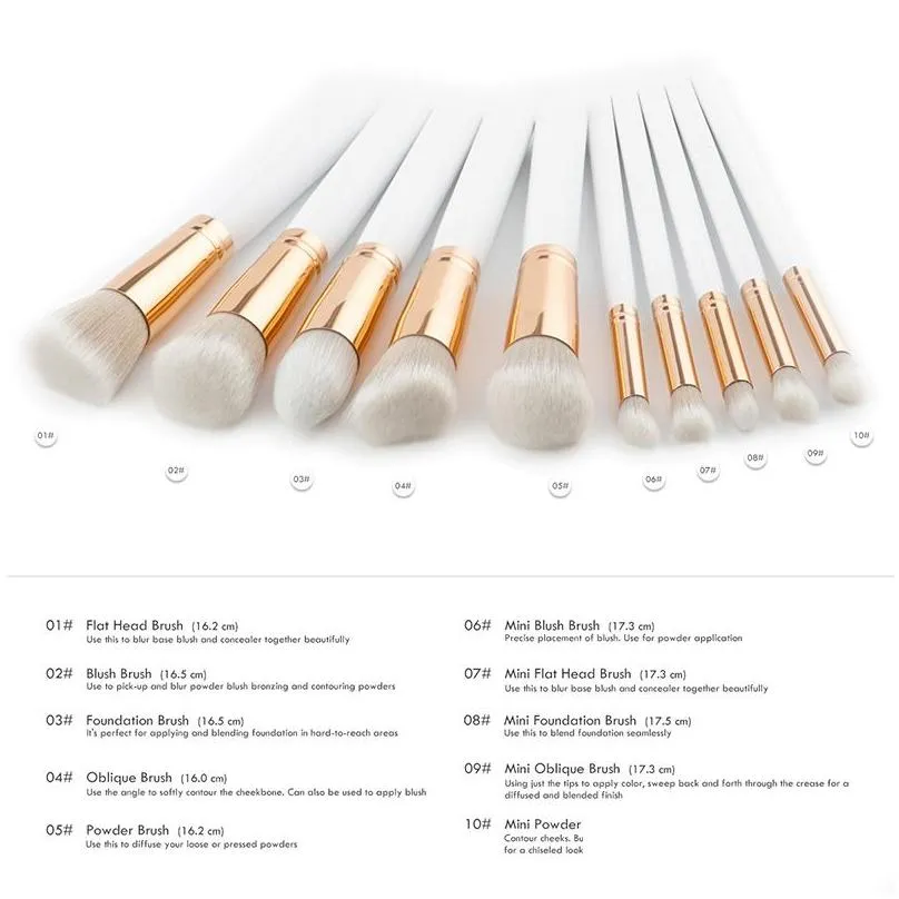 Professional Make Up Brushes Set 10/12pcs White Wood Handle Soft Cosmetic Facial Foundation Makeup Brush Kit with Retail Box Free DHL