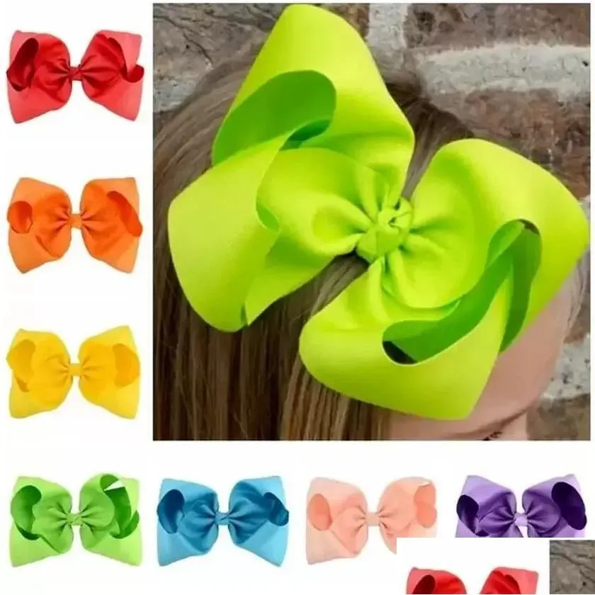 Party Favor 20 Colors Candy Color 8 Inch Baby Ribbon Bow Hairpin Clips Girls Large Bowknot Barrette Kids Hairbows Hair Accessories D Dheg6