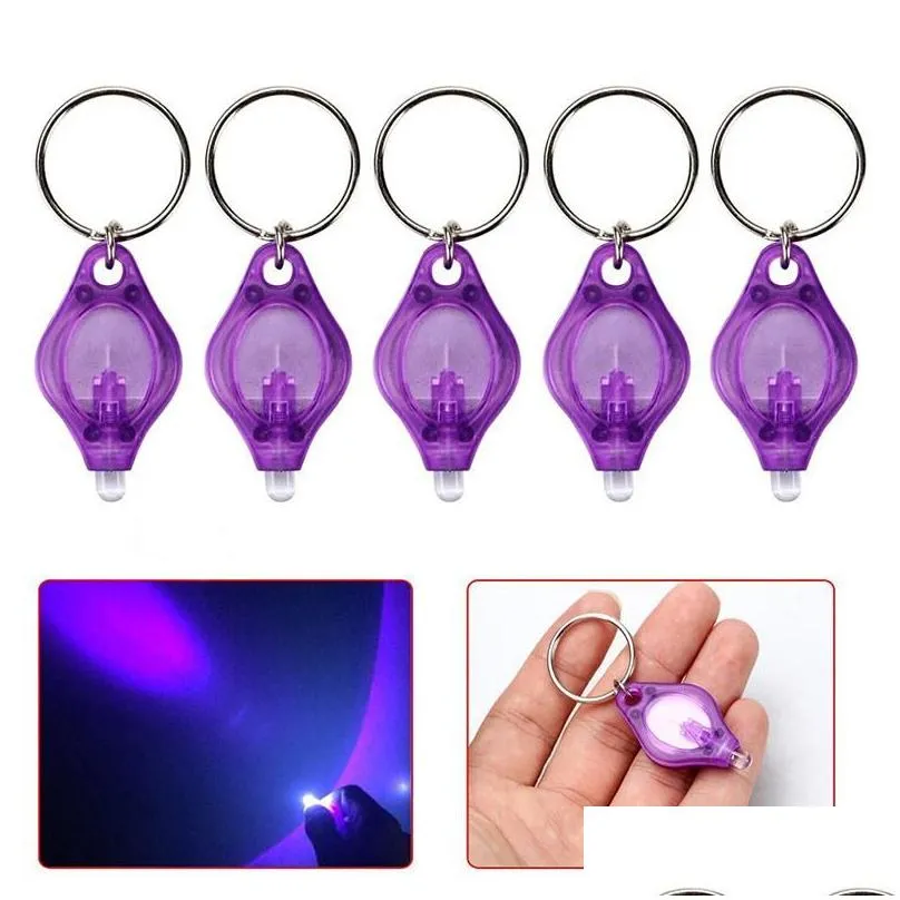 UV lights Mini Keychain LED Flashlight Promotion Gifts Torch Lamp Key Ring Light white purple Flash light Ultraviolet