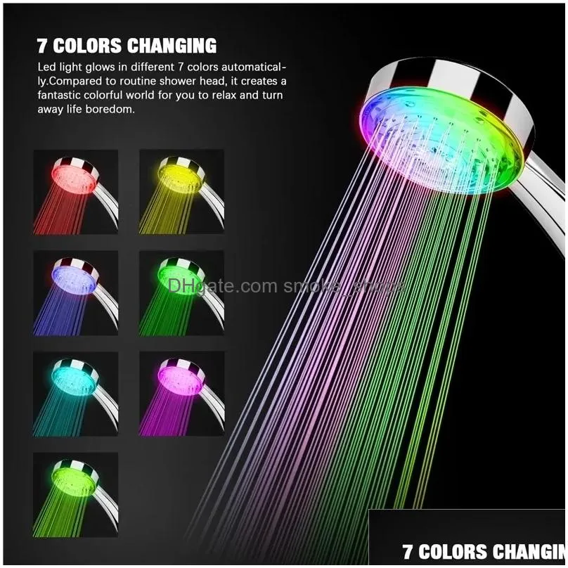  shower head led rainfall shower sprayer automatically color-changing temperature sensor water saving showerhead for bathroom