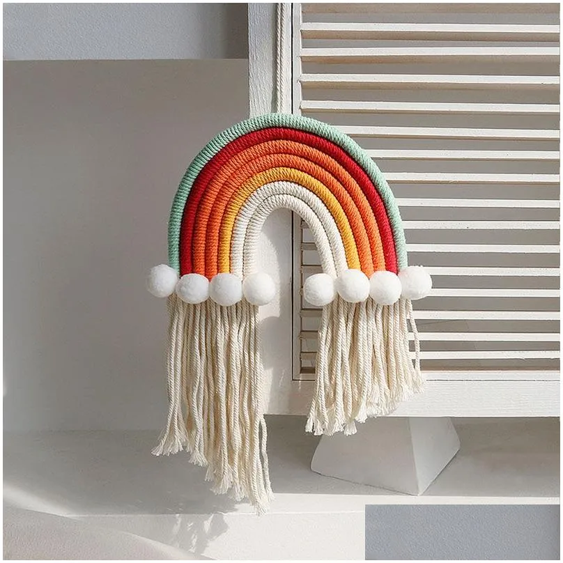 Baby Nursery Store Babys Decor Rainbow Pendant Children`s Room Wall Decoration Braided Fringe Decorations Living Room Gift