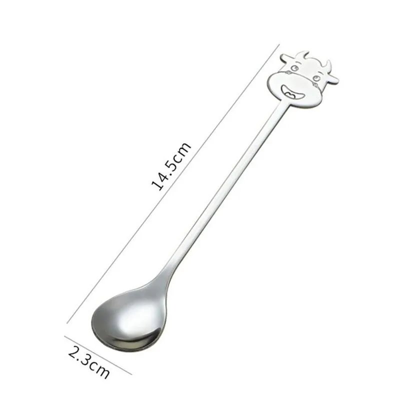 stainless steel coffee spoons dessert ice cream scoops cow tea spoon christmas gifts kitchen tools flatware tableware