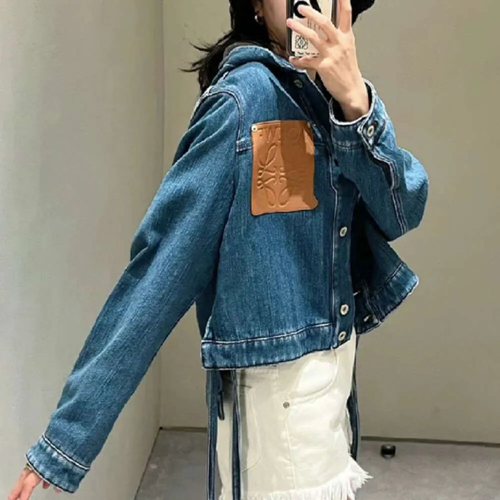 Lowe Denim Jacket Original Designer Quality Early Autumn New Wood Texture Super Soft Blue Slim And Age Reducing Hooded Denim Coat For