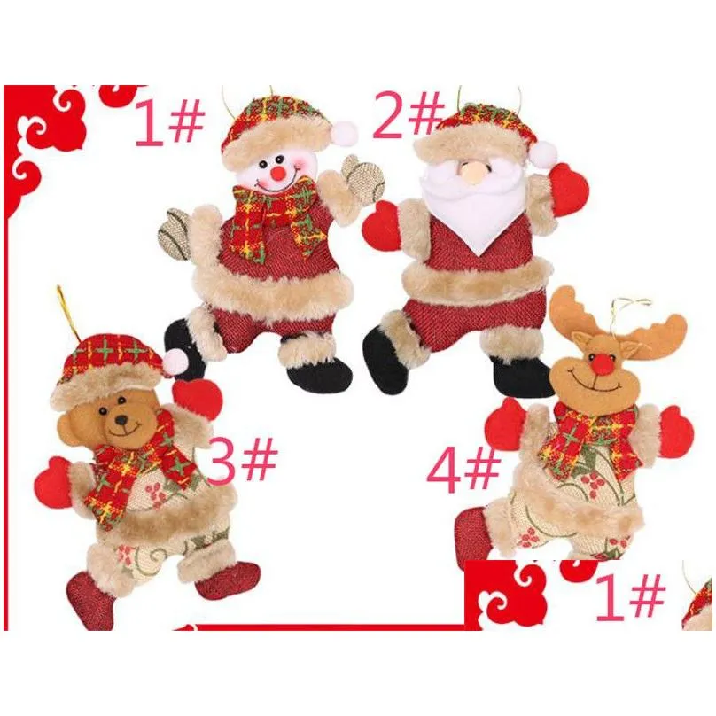 Cute Christmas Tree Decoration Pendant Santa Clause Bear Snowman Elk Doll Hanging Ornaments Christmas Decoration for Home TO859