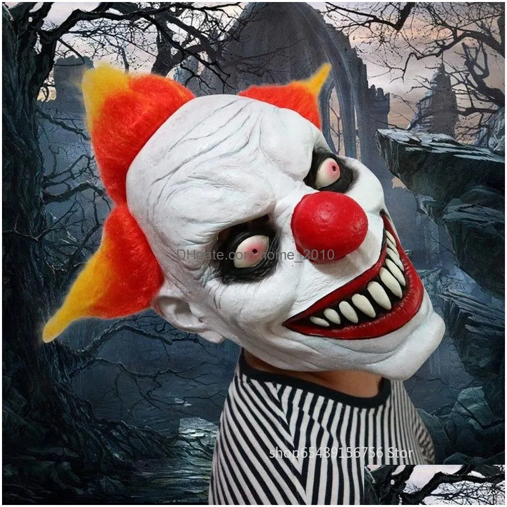 adult latex hair scary ghost clown face fancy party costume dress mask christmas halloween carnival props