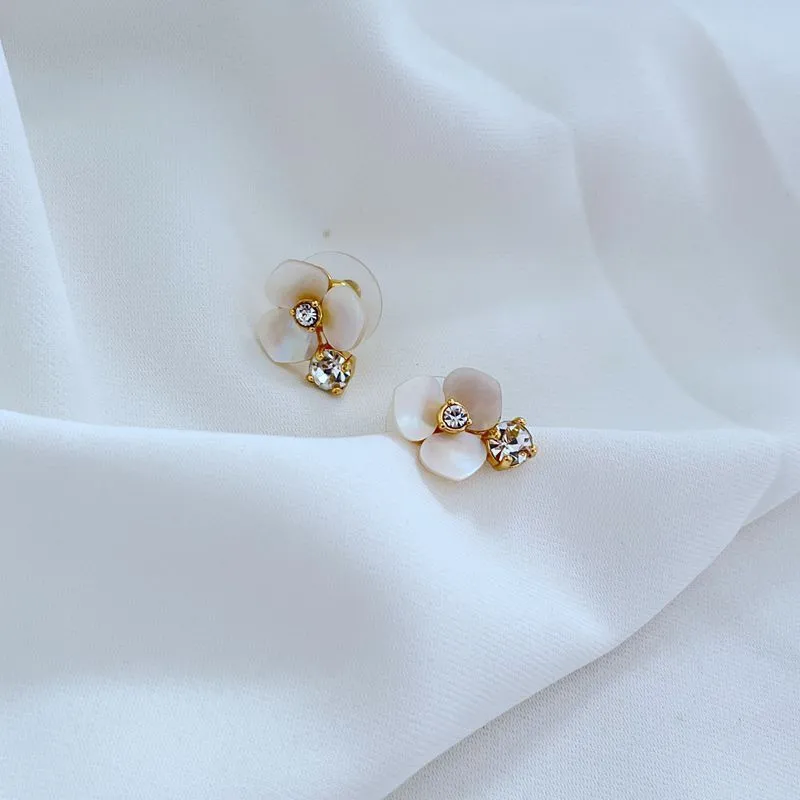 KS Brand Sweet Rose Flower Shell Stud Earrings Luxury Pearl Elegant OL Princess Cute Designer Love Ear Rings Earring Earing Necklace