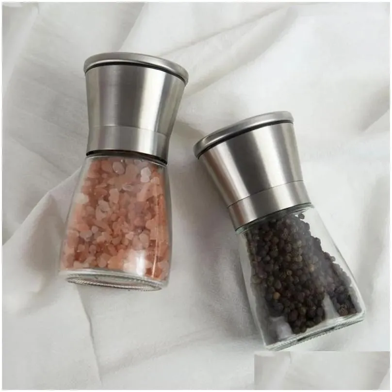 manual pepper mills salt one-handed pepper grinder stainless steel sauce grinder kitchen tool