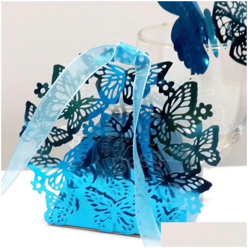 Packaging Boxes Hollow Out Butterfly Candy Box Paper Butterflies Chocolate With Ribbon Kids Candies Wedding Party Baby Shower Favor Dh7K3