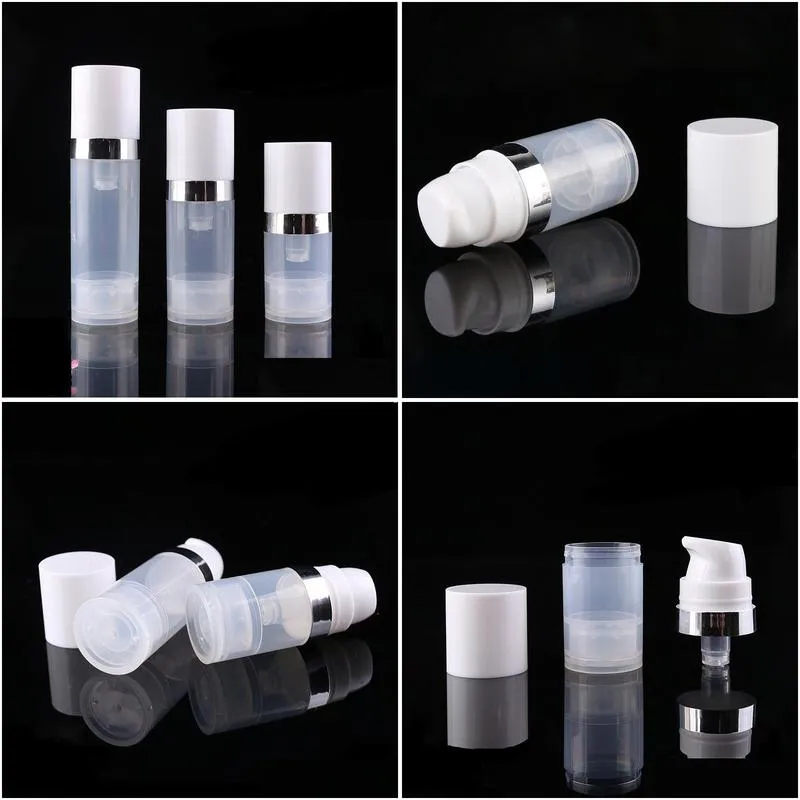 Packing Bottles Wholesale Empty 5Ml 10Ml Airless Clear Vacuum Pump Lotion Bottle With Sier Ring Er Cosmetic Packaging Dh8776 Drop Deli Dhztq