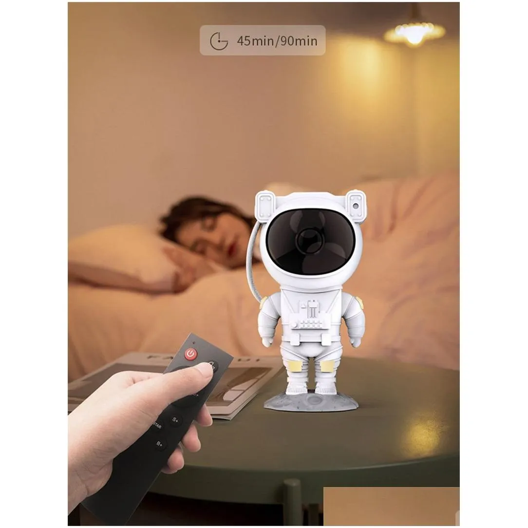 Projector Lamps Newest Astronaut Starry Sky Lamp Galaxy Star Laser Projection Usb Charging Atmosphere Kids Bedroom Decor Boy Christmas Dhgu1